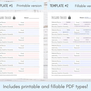 Password Tracker Printable | Fillable Password Log | Password Template Editable | Password Tracker Digital | Password Planner Insert PDF image 4