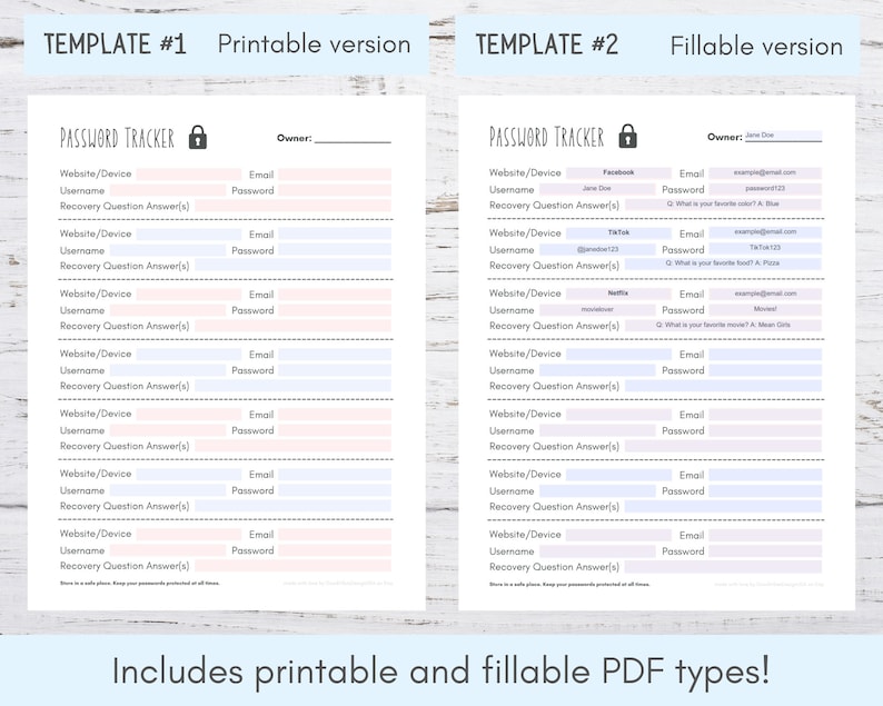 Password Tracker Printable | Fillable Password Log | Password Template Editable | Password Tracker Digital | Password Planner Insert PDF image 4
