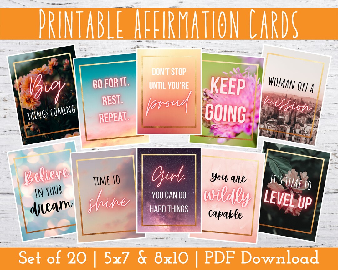 Printable Affirmation Cards Motivational Quotes Vision - Etsy