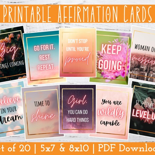 Printable Affirmation Cards Motivational Quotes Vision - Etsy