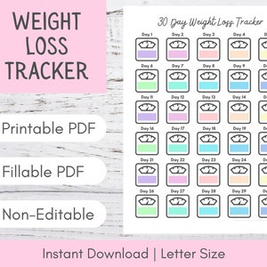 Weight Loss Tracker Printable | Digital Weight Loss Tracker | 30 Day Weight Loss Printable | Weight Loss Journal | Weight Loss Planner Chart