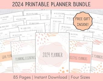 Printable Planner Bundle | 2024 Planner Printable | Digital Planner | Life Planner | Household Planner | ADHD Planner | Daily Planner PDF