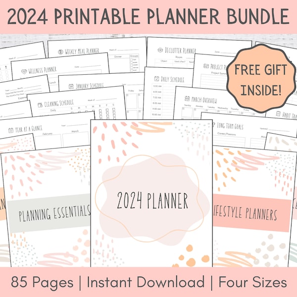 Printable Planner Bundle | 2024 Planner Printable | Digital Planner | Life Planner | Household Planner | ADHD Planner | Daily Planner PDF