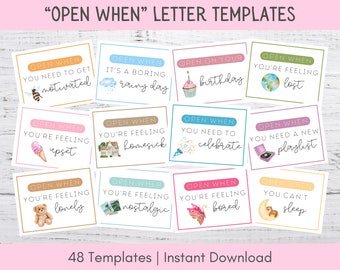 Open When Envelopes Printable | Open When Envelopes for College | Open When Envelope Templates | Open When Letters Prefilled | Open When Kit