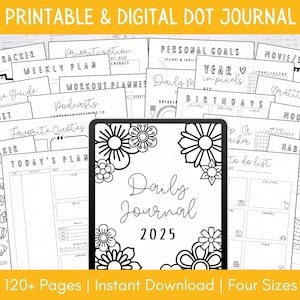 Printable Daily Journal Bundle 2025 & Undated | Dot Journal Templates | Premade Journal | Printable Bullett Journal Pages | Digital Journals