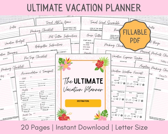 Vacation Packing Checklist | Vacation Travel Planner | Tropical Vacation Packing List | Beach Packing Checklist | Instant PDF Download