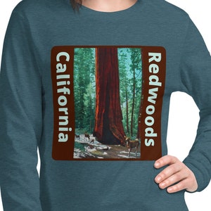 Séquoias de Californie, Rétro, Forêt nationale, John Muir, T-shirt unisexe à manches longues