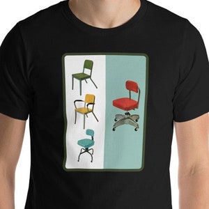 Retro Image of Office Chairs, Mid Century Modern Style, Short-Sleeve Unisex T-Shirt