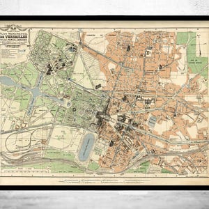 Old Map of Versailles France 1927 Vintage Map | Vintage Map Wall Art Print | Large Map Print | Home Decor Wall Art