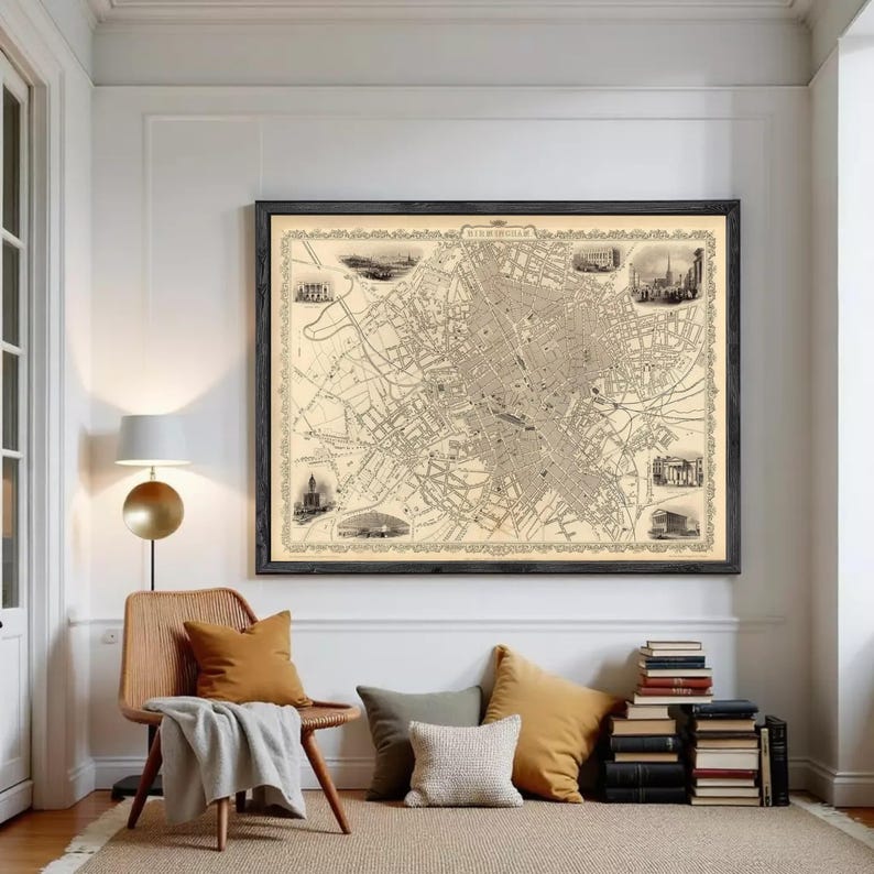 Old Map of Birmingham United Kingdom 1851 Vintage Map | Wall Map Print ...