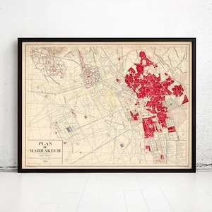 Old Map of Marrakesh Morocco Marrakech 1924 Vintage Map  | Vintage Map Wall Art Print | Large Map Print | Home Decor Wall Art