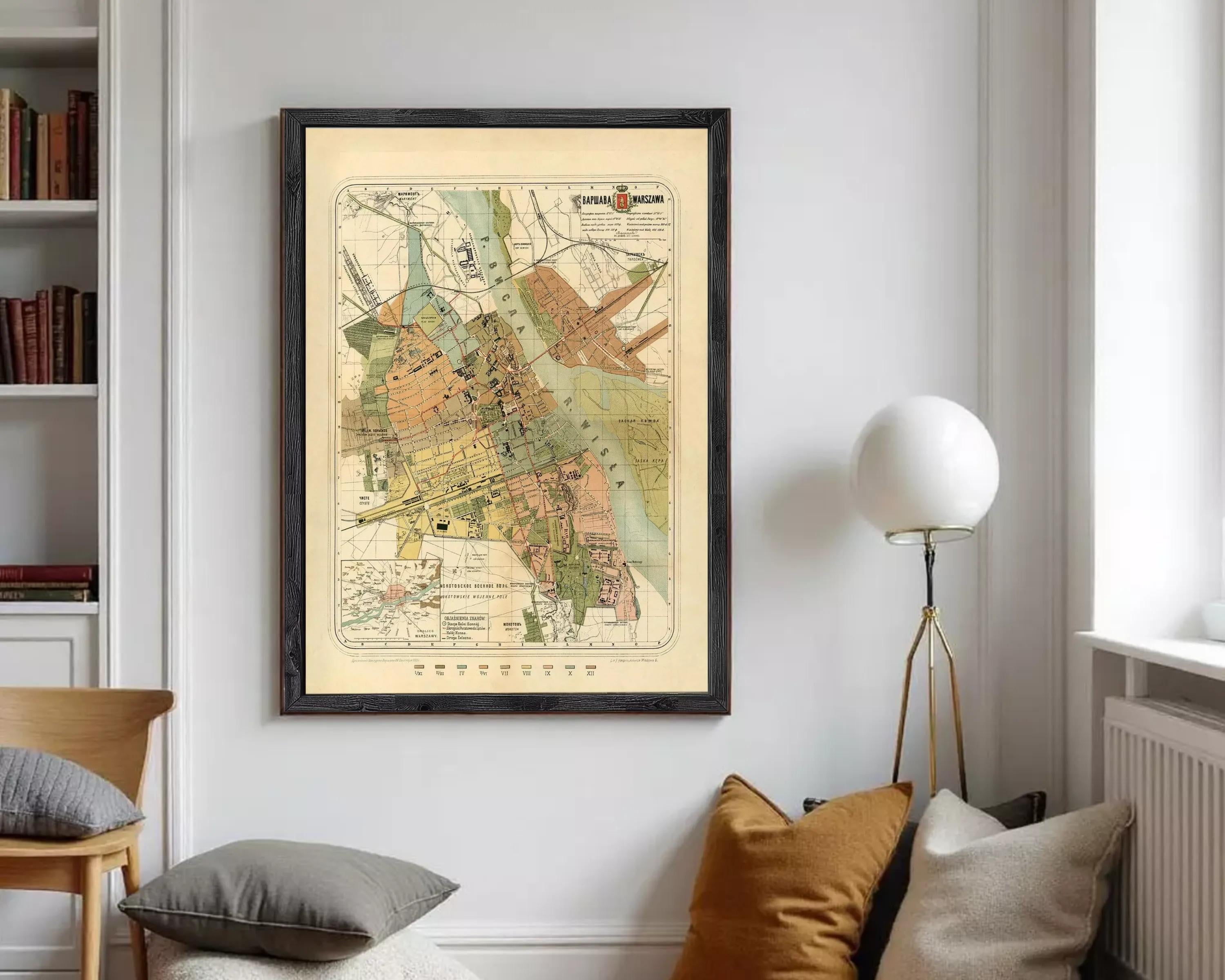 Old Map of Warsaw 1885 Poland Vintage Map | Wall Map Print - Etsy
