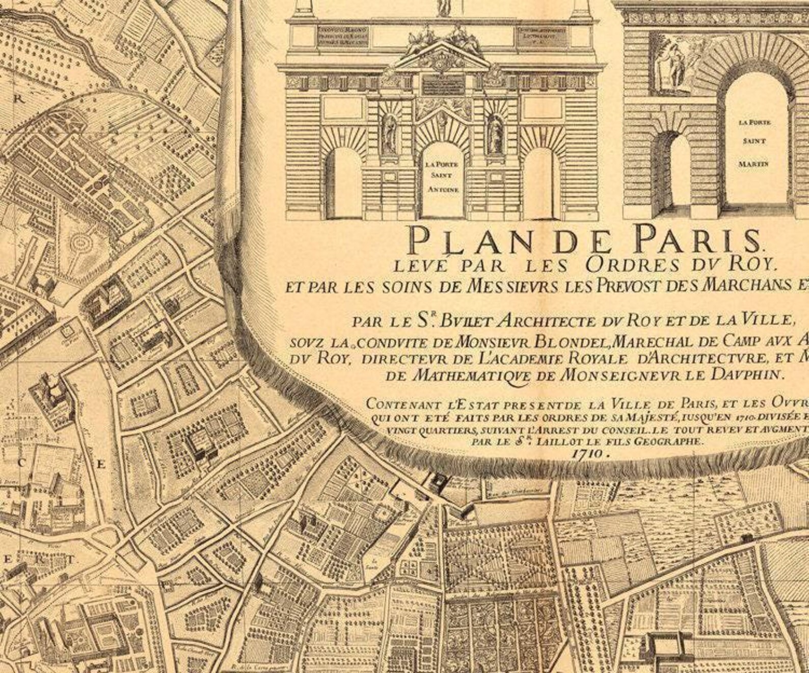 Old Map of Paris France 1710 Vintage Map | Wall Map Print - Etsy