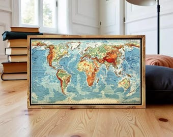 Great World Map Vintage Atlas 1950 Mercator projection Vintage Map  | Vintage World Map