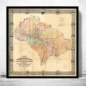 Old Map Washington DC 1857 Vintage Map | Vintage Map Wall Art Print | Large Map Print | Home Decor Wall Art