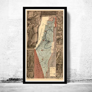 Old Map of Israel and Palestine boundaries  | Vintage Map Wall Art Print | Large Map Print | Home Decor Wall Art