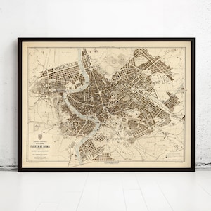 Vintage Map of Rome Roma, Italia 1892 Old Map of Rome | Vintage Map Wall Art Print | Large Map Print | Home Decor Wall Art