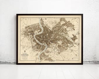 Vintage Map of Rome Roma, Italia 1892 Beautiful Old Map of Rome | Vintage Map Wall Art Print | Large Map Print | Home Decor Wall Art