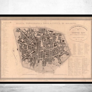 Old Map of Bologna Italy 1822 Old Map | Vintage Map Wall Art Print | Large Map Print | Home Decor Wall Art