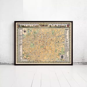 Old Map of Tehran Iran Vintage Map | Wall Map Print