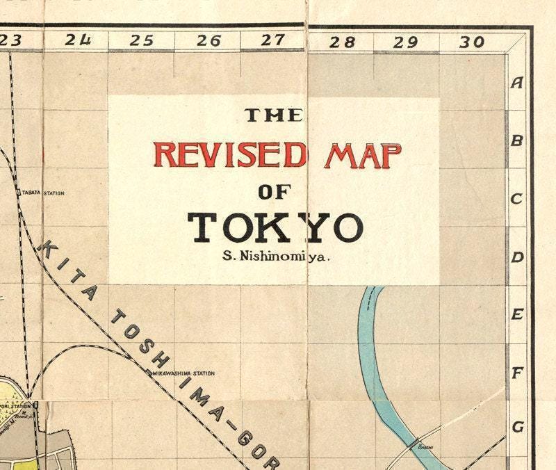 Old Map of Tokyo Japan 1907 Vintage Map | Wall Map Print - Etsy