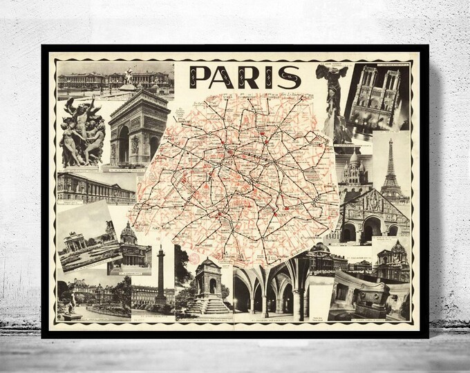 Plan De Paris - Old Map of Paris - Paris Vintage Map - Fine Print on ...
