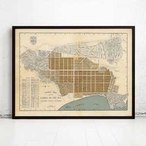 Old Map of Carmel By The Sea California 1920 Vintage Map | Vintage Map Wall Art Print | Large Map Print | Home Decor Wall Art
