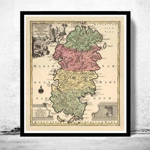 Old Map of Sardinia Sardegna 1720 Vintage Map | Vintage Map Wall Art Print | Large Map Print | Home Decor Wall Art