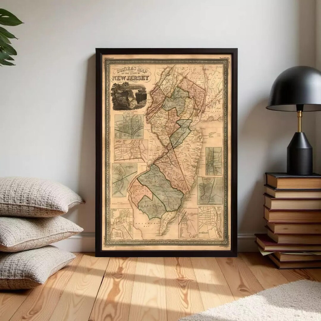 Old Map of New Jersey State 1836 Vintage Map | Wall Map Print - Etsy