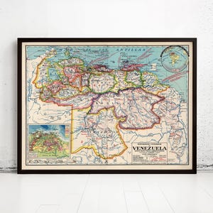 Old Map of Venezuela 1929 Vintage Map | Vintage Map Wall Art Print | Large Map Print | Home Decor Wall Art