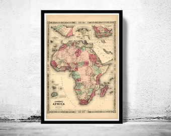 Old Map of Africa Continent 1864 Vintage Map | World Map Gifts World Map Print | World Map Wall Art