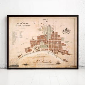 Old Map of Cape Town South Africa 1854 Kaapstad Vintage Map | Vintage Map Wall Art Print | Large Map Print | Home Decor Wall Art