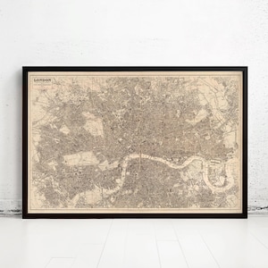 Beautiful Vintage Map of London England 1894 Old Map London | Vintage Map Wall Art Print | Large Map Print | Home Decor Wall Art
