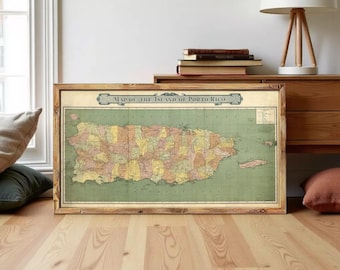 Old Map of Puerto Rico Island 1915 Vintage Map | Wall Map Print