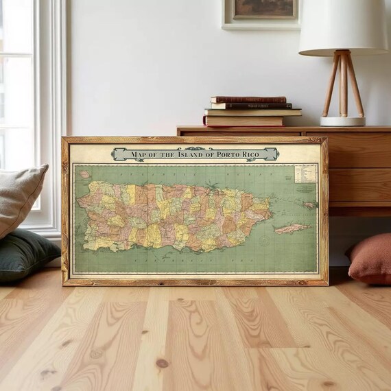 Old Map of Puerto Rico Island 1915 Vintage Map | Wall Map Print