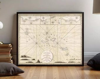 Old Map of Açores Azores Islands 1803 Vintage Map | Wall Map Print