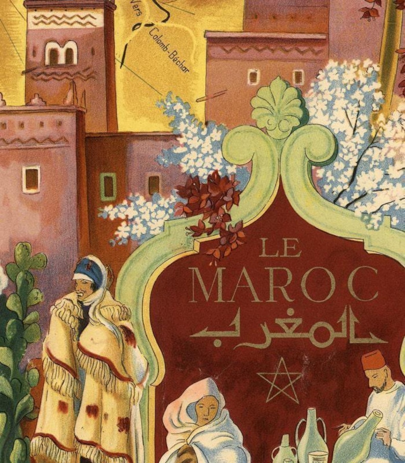 Old Map of Morocco Le Maroc Vintage Map | Wall Map Print imagen 5
