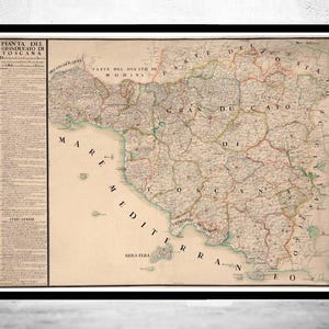Old Map of Tuscany Toscana Italy 1780 Vintage Map | Vintage Map Wall Art Print | Large Map Print | Home Decor Wall Art