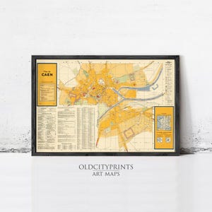 Old Map of Caen France 1942 Vintage Map | Wall Map Print