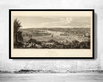 Old Constantinople Istanbul Panoramic View 1811  | Vintage Poster Wall Art Print |