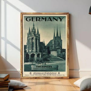 Vintage Poster of Germany Thuringia Travel Poster Tourism 1930-40  | Wall Map Print