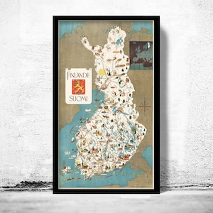 Old Map of Finland Suomi Vintage Map of Finland | Vintage Map Wall Art Print | Large Map Print | Home Decor Wall Art