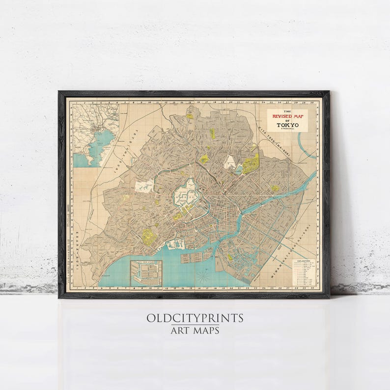 Old Map of Tokyo Japan 1907 Vintage Map | Wall Map Print - Etsy