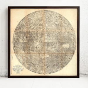 Old Map of The Moon 1834 Vintage Map | Vintage Map Wall Art Print | Large Poster Print | Home Decor Wall Art