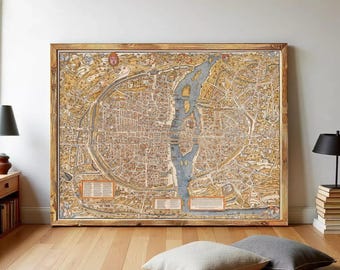 エッフェル塔のあるパリの地図（1889年）、フランスのパリの古い絵地図