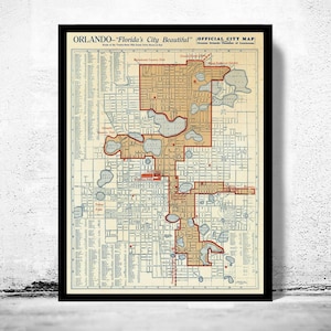 Old Map of Orlando Florida 1936 Vintage Map | Vintage Map Wall Art Print | Large Map Print | Home Decor Wall Art
