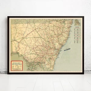 Old map of New South Wales 1948 Australia Vintage Map | Vintage Map Wall Art Print | Large Map Print | Home Decor Wall Art