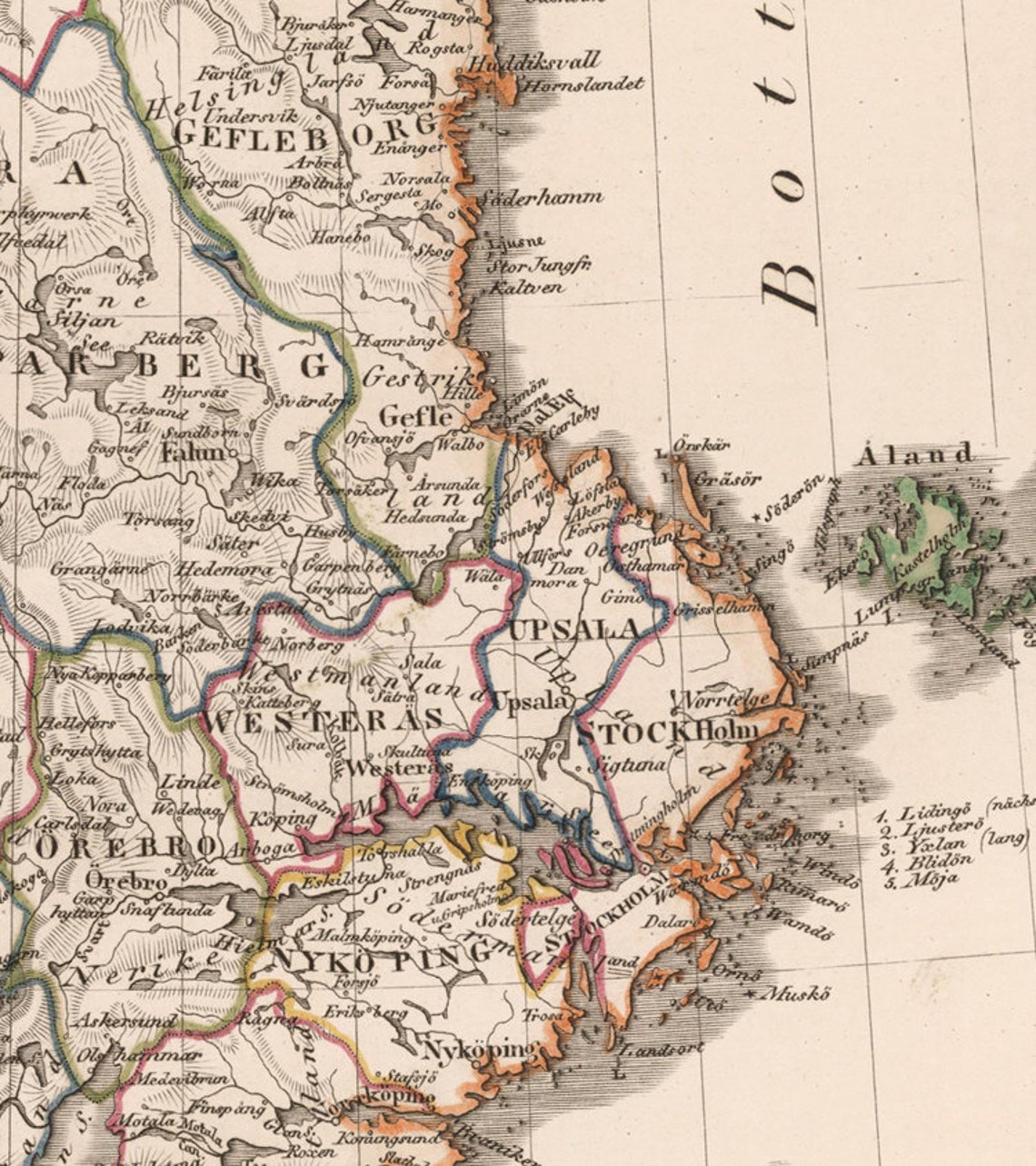 Old Map of Sweden 1824 Vintage Map Vintage Poster Wall Art Etsy