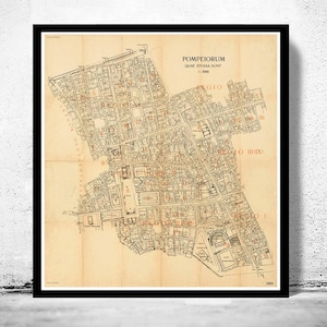 Old Map of Pompeii Italy 1909 Vintage Map | Vintage Map Wall Art Print | Large Map Print | Home Decor Wall Art