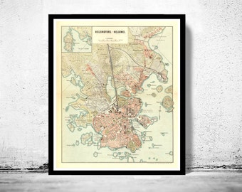 Old Map of Helsinki 1897 Vintage Poster Wall Art Print - Etsy Denmark